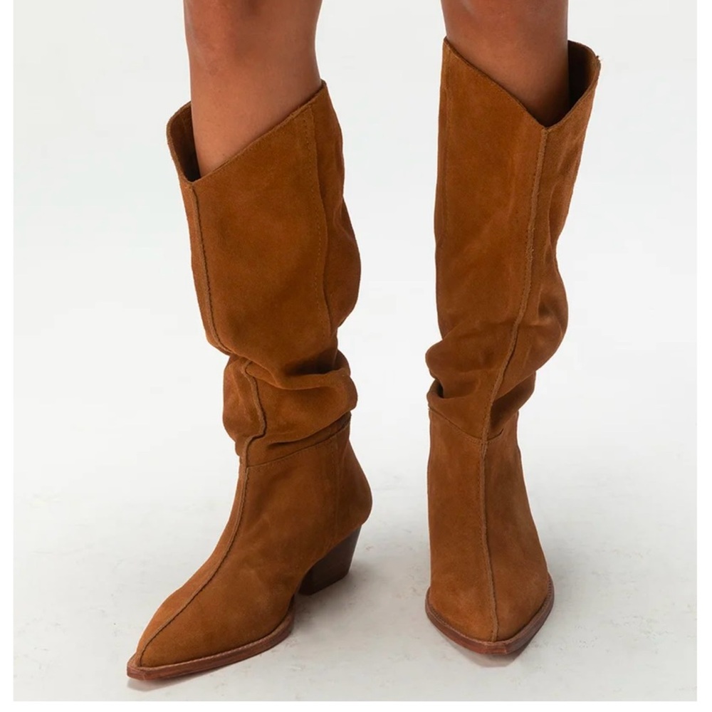 Free People Sway Low Slouch Boots-Tan Suede × 1
41